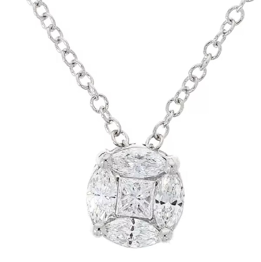 Jewellery 1879 Collection | 18Ct White Gold Diamond Cluster Slider Pendant