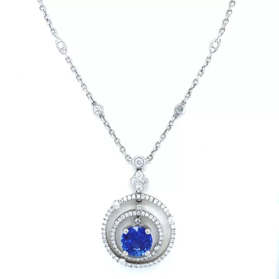 Jewellery 1879 Collection | 18Ct White Gold Round Sapphire & Diamond Necklace